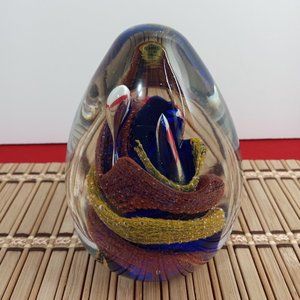 Egg Shaped Art Glass Murano Style Paperweight 2 lbs 5 oz Swirl Design
